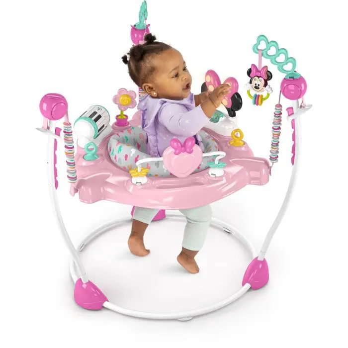Disney Baby Minnie Siege Sauteur et Aire d'Éveil Évolutif Pivotant 360° avec 10 Jouets - Centre d'Activités Électroniques, Lumière, Sons - Cadeau Bébé
