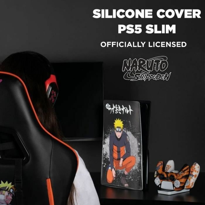 Konix Housse de protection Naruto Shippuden pour PS5 Slim - Silicone Noir