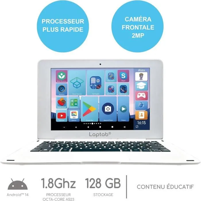 Lexibook LAPTAB Ordinateur Portable Tactile Enfant 7 ans et plus, Écran Full HD 10.1", 128 Go Stockage, 4 Go RAM, Processeur Octo-Core Lexibook LAPTAB Ordinateur Portable Tactile Enfant 7 ans et plus, Écran Full HD 10.1", 128 Go Stockage, 4 Go RAM, Processeur Octo-Core