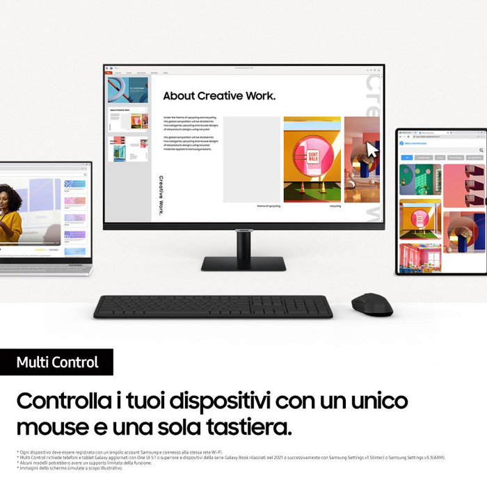 Samsung LS32DM700UUXEN - Écran PC intelligent M70D de 31,5 pouces QLED 4K UHD avec Tizen OS, Netflix, YouTube et Amazon Prime Video