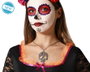 Collar Calavera en Argent avec Pierres Rouges pour la Fête des Morts - Accessoire pour Día de los Muertos et Costume de Catrina