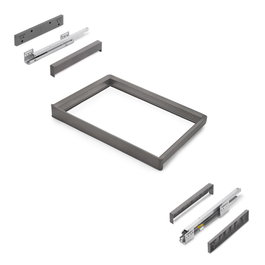 Emuca Rack avec glissières à extension totale et à fermeture douce pour accessoires d'armoire Quartz, 662-688mm, Aluminium et plastique, Titane