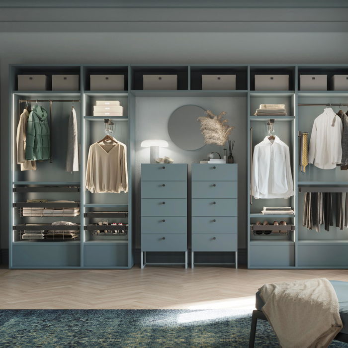 Emuca Rack avec glissières à extension totale et à fermeture douce pour accessoires d'armoire Quartz, 662-688mm, Aluminium et plastique, Titane