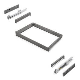 Emuca Rack avec glissières à extension totale et à fermeture douce pour accessoires d'armoire Quartz, 662-688mm, Aluminium et plastique, Titane