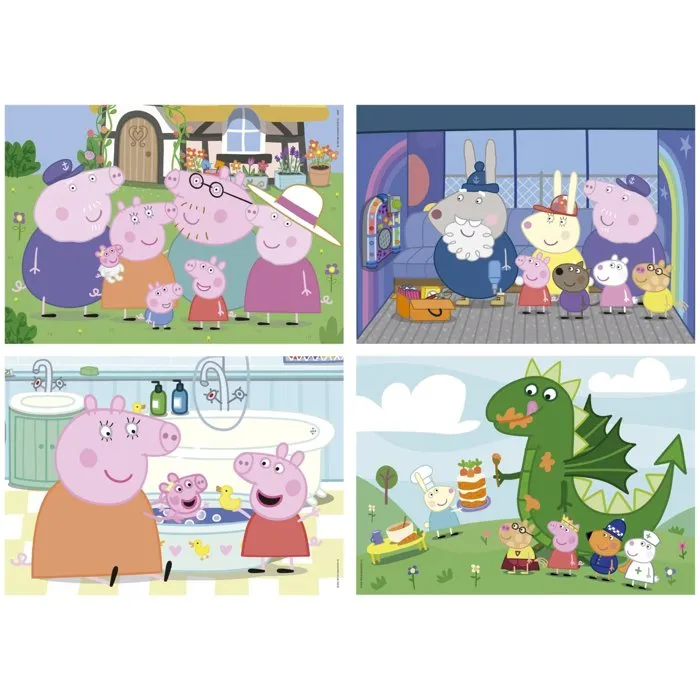 Educa - Puzzle Multi 4 Junior Peppa Pig - 4 Puzzles Progressifs de 20, 40, 60 et 80 pièces pour Enfants - EDUCA