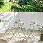 ELORA Set bistrot de jardin - Table pliante ronde 60 cm + 2 chaises pliantes - Acier thermolaqué vert - Ensemble repas extérieur pour 2 personnes