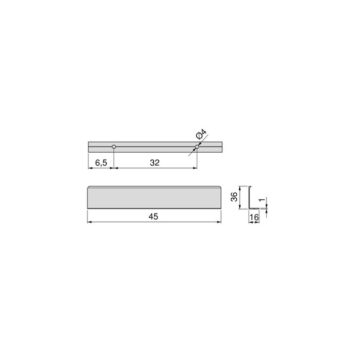 Emuca Lot de 25 poignées pour meubles Picanya, L45mm, entraxe 32mm, Aluminium, Anodisé mat