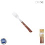 ORYX Tenedor Montana Chuletero Acero Inoxidable 9 cm, Mango Madera (Pack de 3)