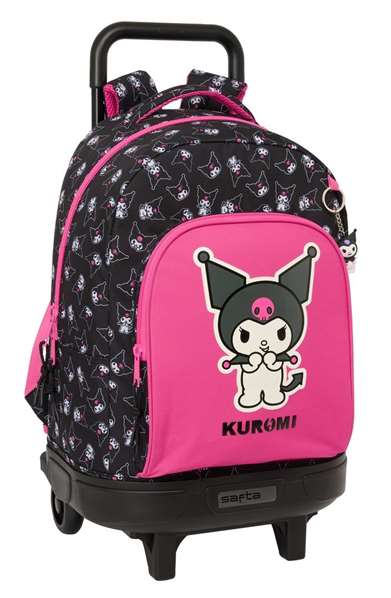 Safta Kuromi - Sac à dos à roulettes compact et amovible, grand modèle, dimensions 33x45x22 cm, pour enfants à partir de 3 ans