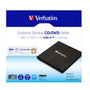 Verbatim Lector CD DVD Slim Externe USB-C Noir, Grabeur Portable Plug and Play avec Nero