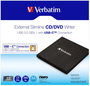 Verbatim Graveur de CD/DVD Externe Ultra Mince avec Connexion USB-C, Câble USB-C vers USB-A Inclus, Logiciel Nero Burn & Archive, Alimentation par USB