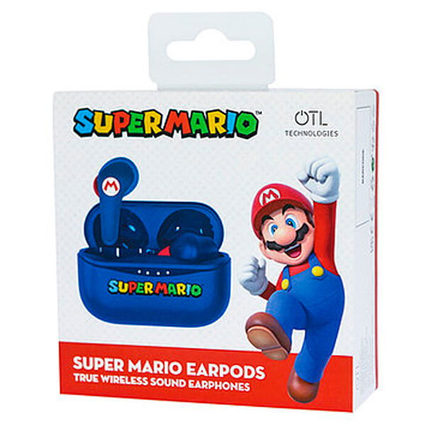 Nintendo Super Mario Écouteurs Intra-Auriculaires Bluetooth Sans Fil TWS pour Enfants, Version 5.0, Autonomie 6h