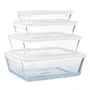 Pyrex Lot de 4 Boîtes de Conservation Rectangulaires Cook & Freez en Verre Borosilicate, Empilables