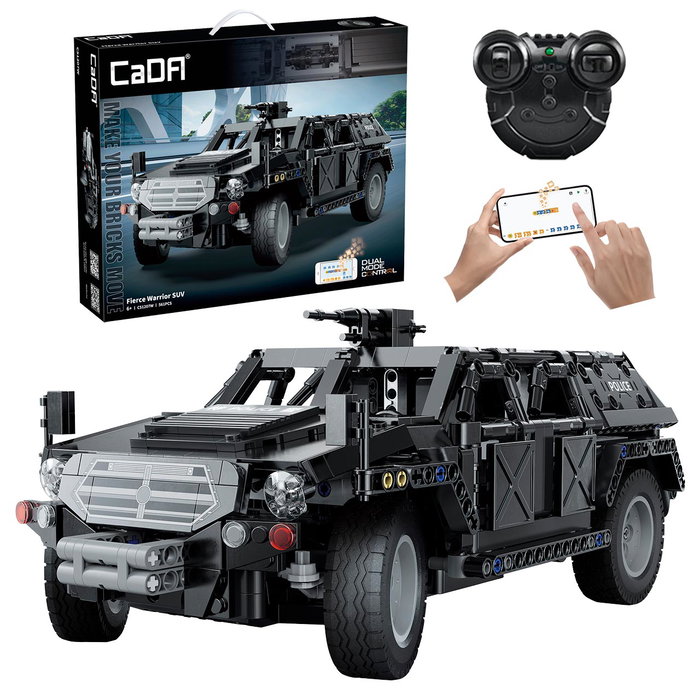 CaDA Camion SWAT avec App et Télécommande RC 2.4 GHz - 561 Pièces - Modèle de Construction 1:12 - Contrôle par Smartphone - Jeu pour Enfants 6 Ans et Plus CaDA Camion SWAT avec App et Télécommande RC 2.4 GHz - 561 Pièces - Modèle de Construction 1:12 - Contrôle par Smartphone - Jeu pour Enfants 6 Ans et Plus