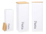 Kinvara Bocal Métal Haut pour Pâtes Blanc Couvercle Bambou 8x26,5x8 cm (Set de 6)