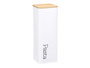 Kinvara Bocal Métal Haut pour Pâtes Blanc Couvercle Bambou 8x26,5x8 cm (Set de 6)