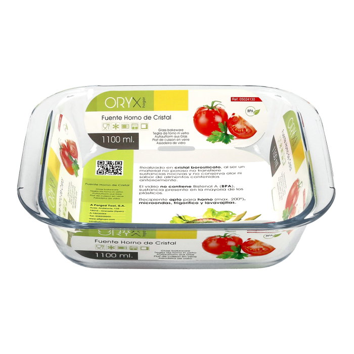 ORYX Plat à four carré en verre borosilicate 1,1 L ORYX Plat à four carré en verre borosilicate 1,1 L