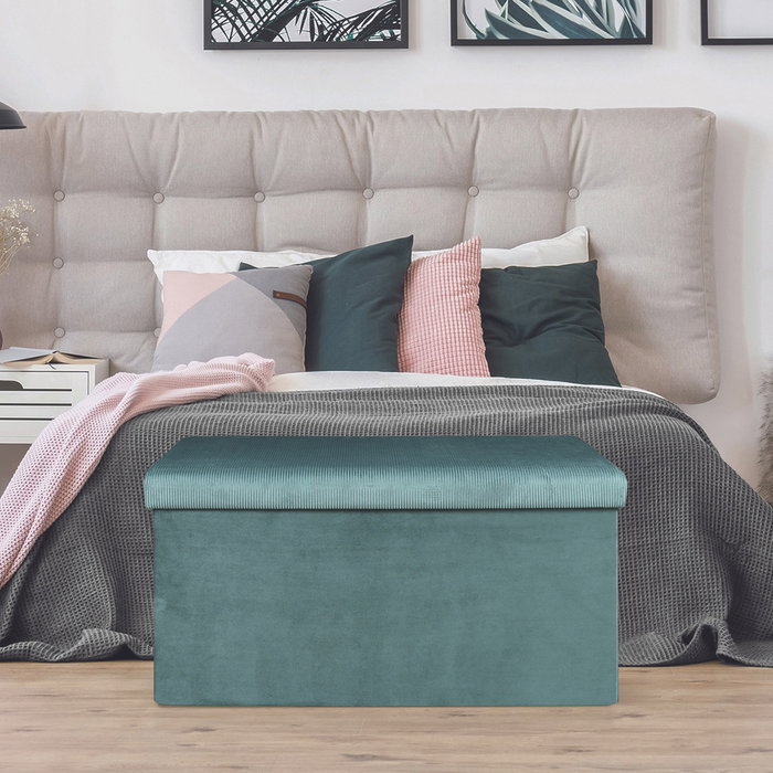 Home Deco Factory Pouf Plegable Giulia Bleu Canard