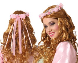 Serre-tête avec grandes fleurs roses pour femme