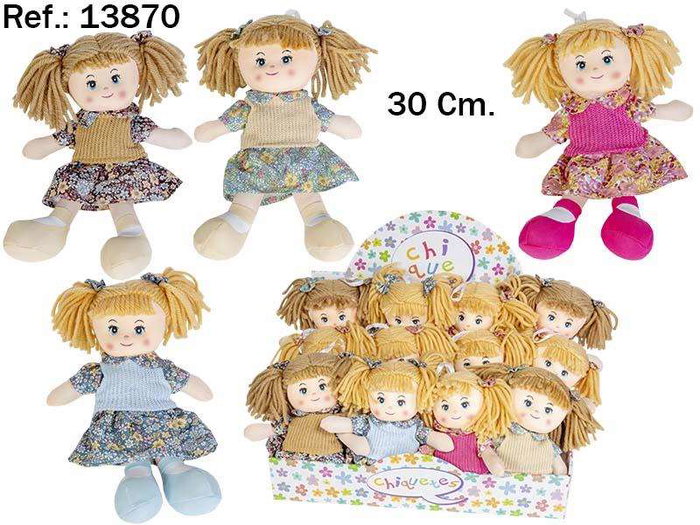 Beatriz - Poupée Daniela avec 4 tenues colorées - Produit multilingue (espagnol, français, anglais, portugais) - 30 cm Beatriz - Poupée Daniela avec 4 tenues colorées - Produit multilingue (espagnol, français, anglais, portugais) - 30 cm