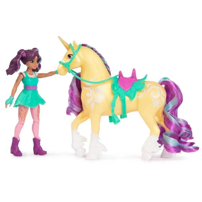 Spin Master Coffret Licorne et Poupee Leaf et Ava Unicorn Academy L'Ecole des Licornes avec Accessoires