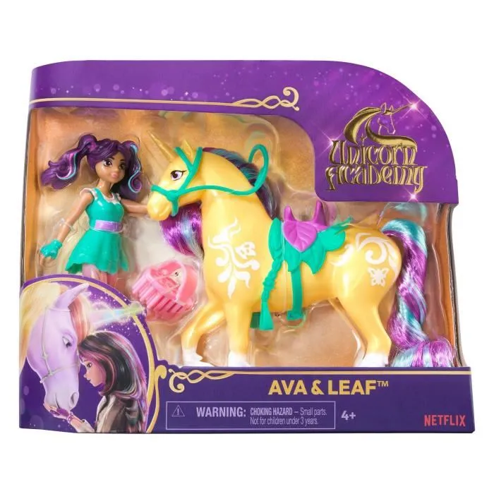 Spin Master Coffret Licorne et Poupee Leaf et Ava Unicorn Academy L'Ecole des Licornes avec Accessoires