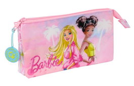 Safta - Porte-tout triple Barbie "Painterly" pour enfants, boîte de rangement 22 x 12 x 3 cm, produit en espagnol