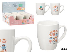 VESSIA Tasse Coffee House en porcelaine blanche, lot de 27, 350 ml