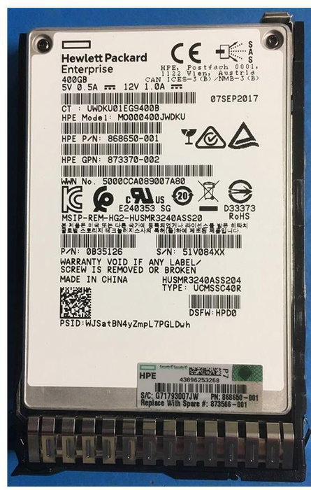 Hewlett Packard Enterprise SSD 480 Go 12G SAS SFF MU SC