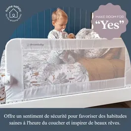 Dreambaby Barrière de lit Nicole extra-large 150 x 50 cm - Compatible lits king-size et lits plats - Housse lavable - Gris