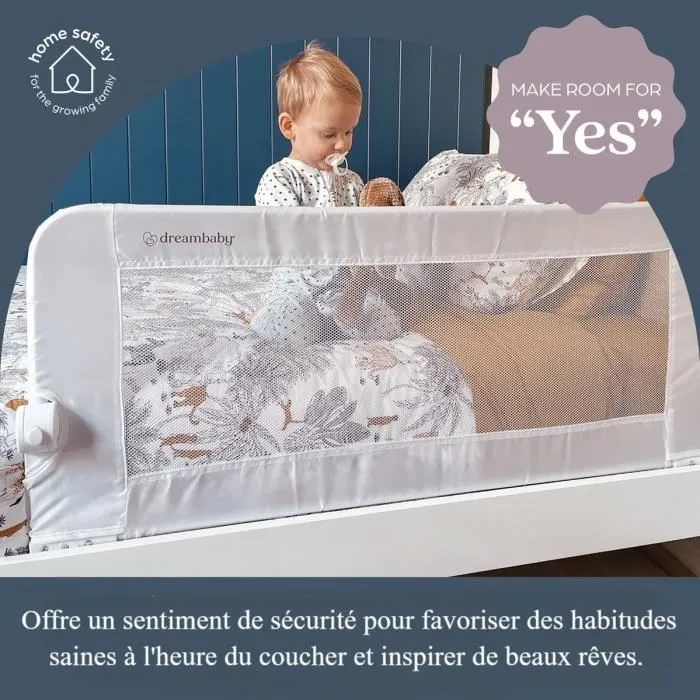 Dreambaby Barrière de lit Nicole extra-large 150 x 50 cm - Compatible lits king-size et lits plats - Housse lavable - Gris