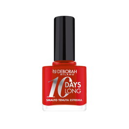 Deborah Vernis à Ongles 10Days Long, Rouge Géranium 39, Résistance 10 Jours, Sans Retouche, Formule 15 Tonos, Bio-céramiques Marines