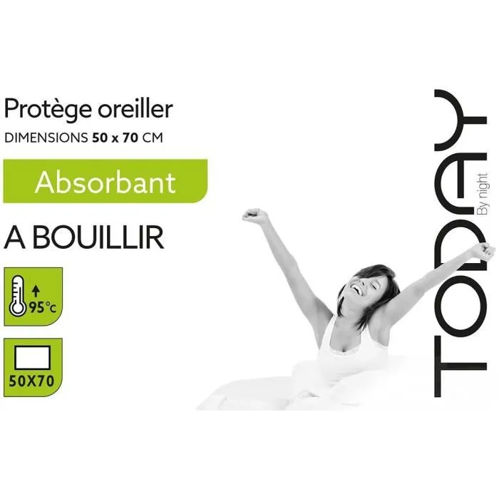 Today - Protecteur d'oreiller absorbant 50x70 cm - Lavable à 95°C Today - Protecteur d'oreiller absorbant 50x70 cm - Lavable à 95°C