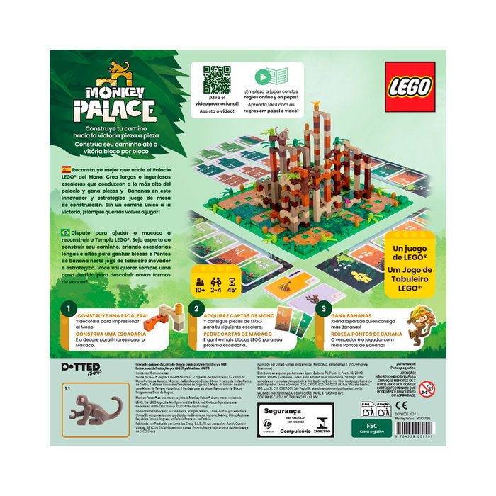 Asmodee - Monkey Palace Lego Dot10006 - Jeu de plateau de construction stratégique en espagnol - À partir de 10 ans