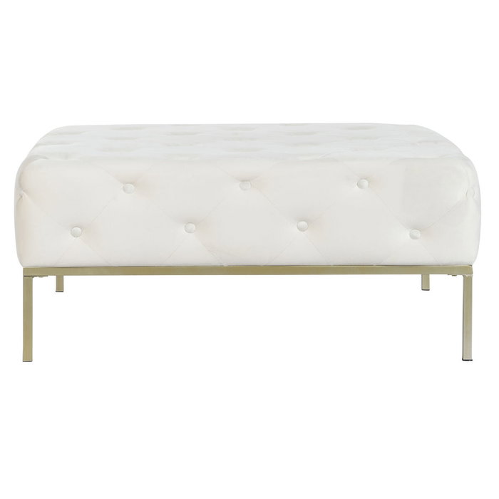 Banquette DKD Home Decor Blanc Doré Métal 100 x 100 x 45 cm Banquette DKD Home Decor Blanc Doré Métal 100 x 100 x 45 cm