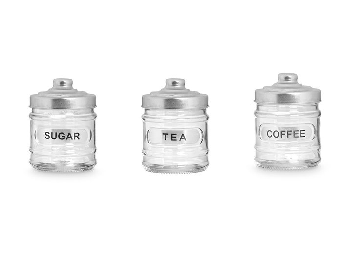 Vivalto Set 3 pots en verre 350 ml avec couvercle aluminium 26x11x8 cm (Set de 12)