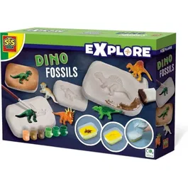 SES CREATIVE Jeu scientifique - Kit d'excavation de fossiles de dinosaures avec moulage en plâtre et peinture pour archéologues en herbe
