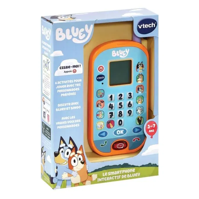 VTECH - Smartphone Interactif Bluey - Jouet éducatif interactif avec sons et lumières - Multicolore - Fonctionne sur piles - Langue française - Pour enfants 3 ans et plus