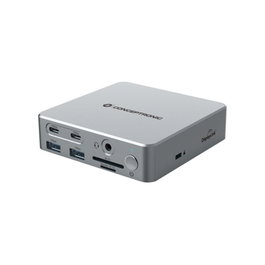 Conceptronic DONN25G Station d'accueil 15 en 1 USB-C 3.2 Gen 2 avec HDMI, Ethernet, lecteur carte, argent