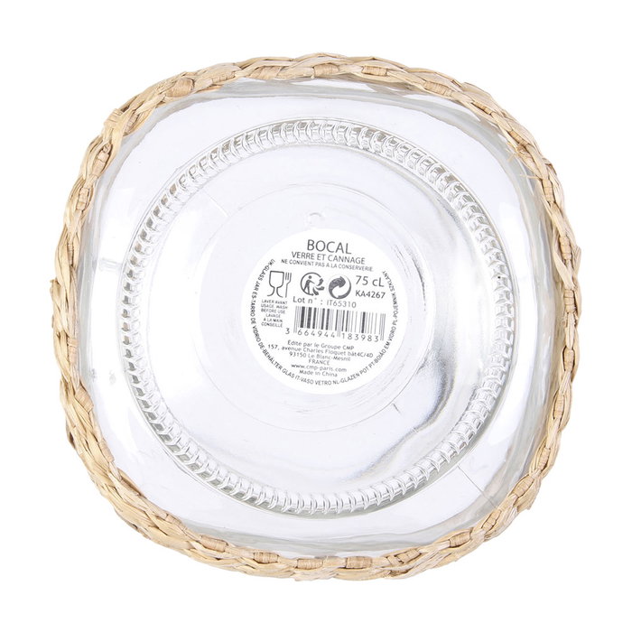 Home Deco Factory Bocal en verre et rotin 750 ml