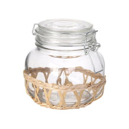 Home Deco Factory Bocal en verre et rotin 750 ml