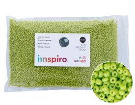 Innspiro Perles de rocaille en verre rond opaque vert avocat 2,3 mm 500g