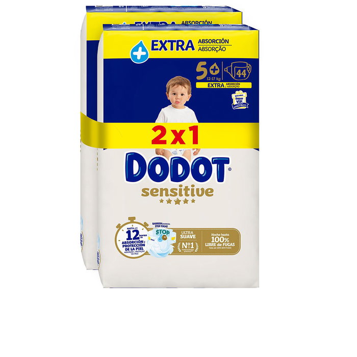 Dodot Couches Sensitive Extra Taille 5 (12-17 kg) - 88 Unités - Absorption et Douceur pour Peau Délicate Dodot Couches Sensitive Extra Taille 5 (12-17 kg) - 88 Unités - Absorption et Douceur pour Peau Délicate