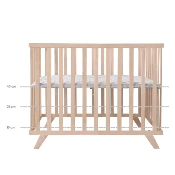 Roba Parc bébé en hêtre bio naturel 75 x 100 cm avec tapis gris rembourré 'Lil Planet' - Bois massif durable, conforme EN 12227