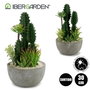 Ibergarden Centre de Table Cactus Rouge, Assortiment 2, 15x29x15cm, Plastique et Céramique, Vert/Gris/Blanc (Set de 6)