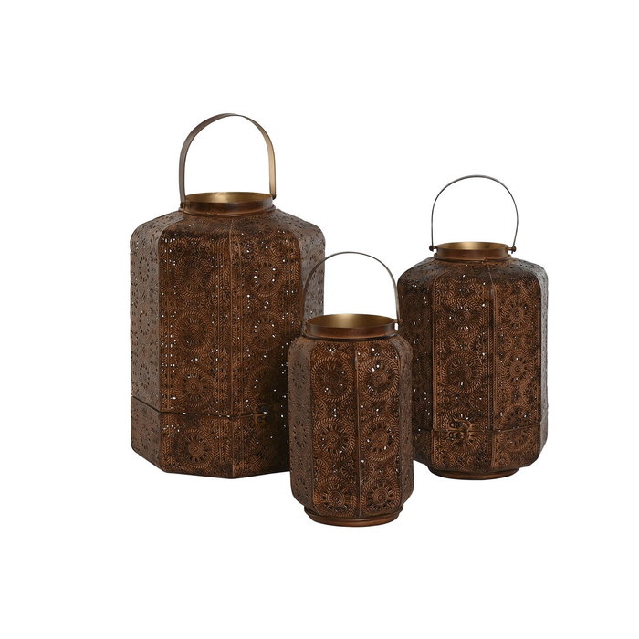 Home ESPRIT Ensemble de bougeoirs Marron Doré Métal