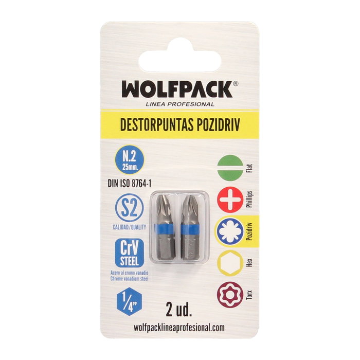 Wolpack Linea Profesional Embouts Pozidriv N.2 S2 (Lot de 2 pièces)
