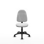 Chaise de bureau Algarra avec mécanisme Contact permanent de base, revêtement en tissu blanc. Équipée d'une base en polyamide noir, sans accoudoirs et roulettes autobloquantes