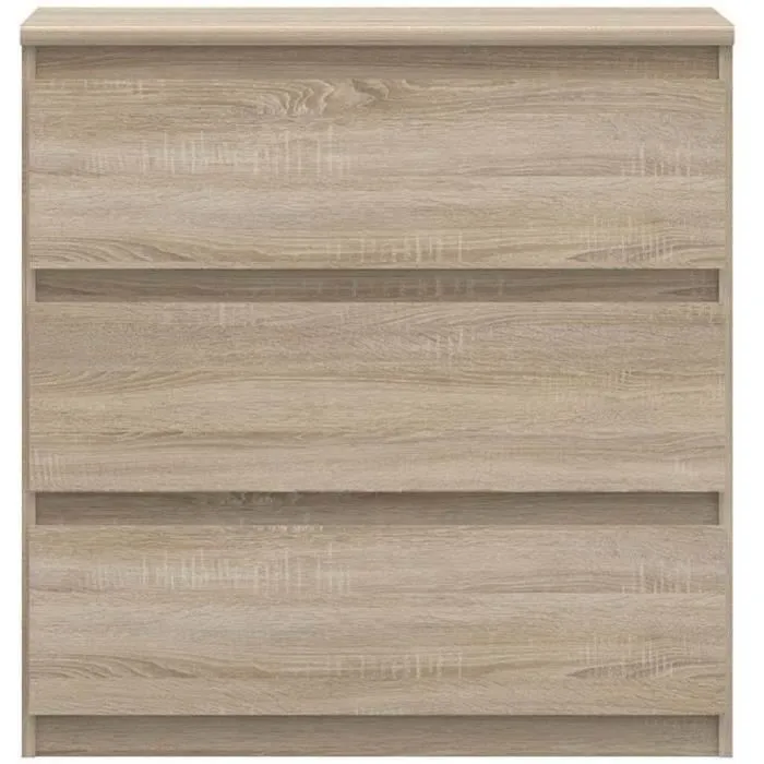 Chelsea Commode 3 tiroirs chêne - 77,2 x 42 x 79,9 cm (L x P x H) - Meuble de rangement en panneaux de particules