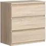 Chelsea Commode 3 tiroirs chêne - 77,2 x 42 x 79,9 cm (L x P x H) - Meuble de rangement en panneaux de particules